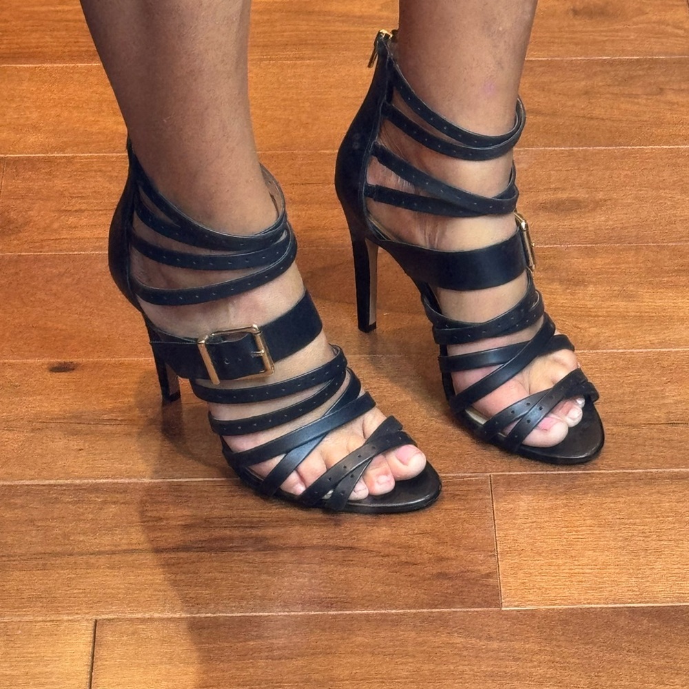 SOLE SOCIETY Elegant Black Strappy Heels